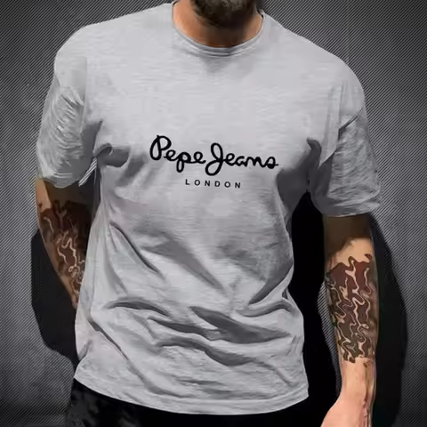 3D Men's Classic Basic T-shirt with Simple Letter Printing Short Sleeve Top Breathable Daily Short S