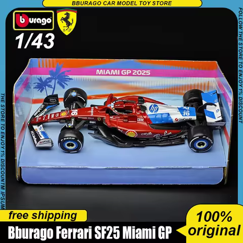 New In Stock Bburago 1:43 2025 F1 Ferrari Sf25 Miami Gp Alloy Miniature Diecast Models Ferrari Sf25 