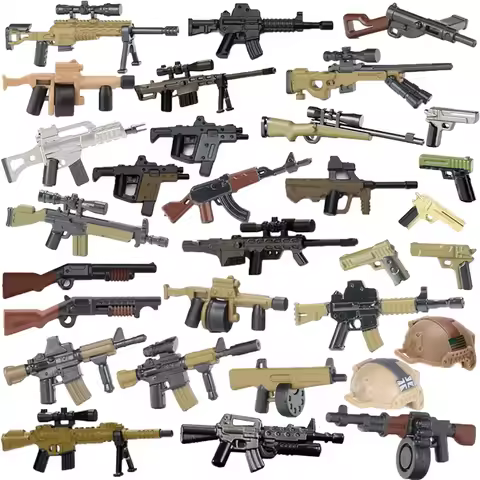 Military Weapon Building Blocks 98K Two-color Gun US M1911 Soviet RPG Soldier Helmet Figures Accesso