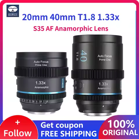 SIRUI S35 1.33X Anamorphic Cine Lens 20mm 40mm T1.8 Auto Focus Lens with STM Motor for Sony E Nikon 