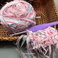 Lace Tape Fancy Yarn Pink DIY Crochet Yarn Hand Knitting Yarn for Crochet Hyuna Bags Blended Yarn