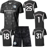 Goalkeeper Kit: 25 Donnarumma Jersey, 31 Ederson Jersey, 1 Trafford Jersey Black Short-Sleeve Kit: S