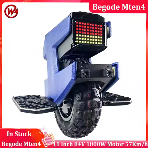 Original Newest Begode Mten4 Electric Unicycle 84V 750Wh Battery 1000W Motor 11inch Tire New Headlig