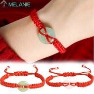 Wedding Anniversary Festival Jewelry Vintage Couple Accessories Handmade Imitation Jade Bracelets Red Braided Rope Bracelet Lucky Knots Bangle For Lovers Friends Relatives Kids