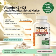 BRONSON Vitamin K2 + D3 Extra Strength 2 in 1 Formula Vitamin K2 as MK-7 120 Kapsul