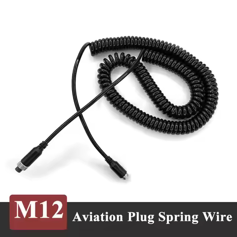M12 4Pin Aviation Plug Spring Wire for Truck Camera Reverse Image Male Female Double Shielding M12 A