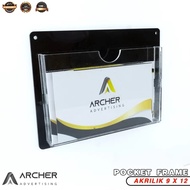Acrylic POCKET FRAME | ACRYLIC WALL DISPLAY QUEUE CARD HOLDER 9 X 12