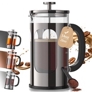 Veken French Press Coffee Maker 34oz, No Plastic Touching Cafe,Thickened Glass Stainless Steel Brewe