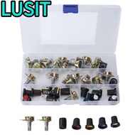 LUSIT 80Pcs Potentiometer Kit, with Knob B5K B10K B20K B50K B100K Adjustable Potentiometer, Set Kit 