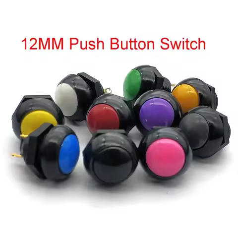 0TT0 Button Switch Round 12MM Flat Head Waterproof Button Push Button Switch Round Flat Head Reset S