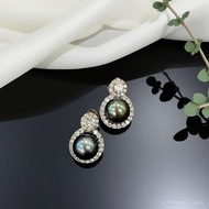 Bông Tai Ngọc Trai Nước Mặn Akoya Ánh Xà Cừ Xanh (BNT0180) - MOON Jewelry