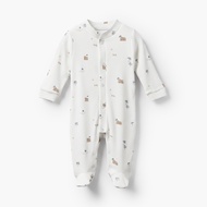 Babyshop Giggles Mandarin Collar Long Sleeves Sleepsuit With Fun Print