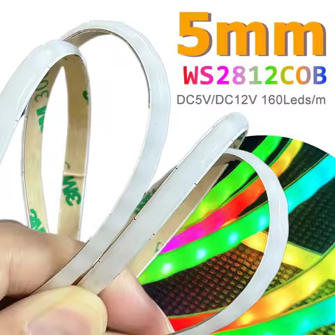 DC5V DC12V 5mm WS2812B COB LED Strip WS2812 Smart RGBIC Individually Addressable 160Leds/m High Dens