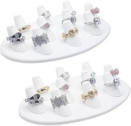 MOOCA 2 Pcs Set White Faux Leather Finger Ring Stand Jewelry Display Holder, Ring Display Drawer Sto
