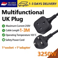 【1-2 Day Delivery】1/3/5M 1 Way Gang Extension Lead, 13 AMP Single Socket Extension Lead, UK 3 Pin Pl
