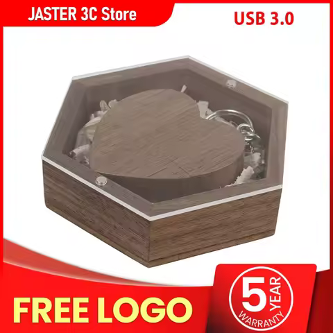 JASTER New USB Flash Drive 3.0 Acrylic Board Hexagonal Box Pendrive 4GB 8GB16GB 32GB 64GB 128GB Comp