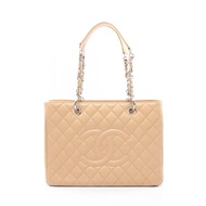 【二手】香奈兒 Matelassé Grand Shopping Tote Bag GST A50995 米色魚子醬紋小牛皮 GST 鏈條手提包 女士