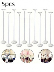 5入組氣球柱立架套裝,包含基座、柱子、杯子和配件,可用於婚禮、生日和派對裝飾