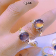 QIDUO Retro Adjustable Mood Rings, Temperature Control Color Oval Changing Color Ring, Vintage Moon 