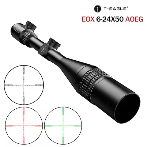 T-Eagle EOX 6-24X50 AOEG Riflescope Red/Green Illuminated Tactical Rifle Scope Sport Hunting Optics 