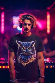 Kaos Distro Premium Burung Hantu / Owl Desain 3D Pria Wanita Hitam Wawoye