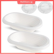 2Pcs Sourdough Proofing Basket with Cover Oval Bread Proofing Basket for Home Kitchen SHOPSKC3363