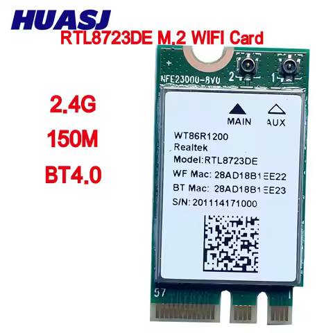 RTL8723DE 802.11B/G/N 2.4G WIFI Module M.2 BT4.0 For Laptop