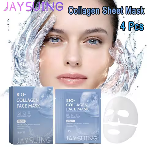 4 pcs Collagen Sheet Mask Hydrating Face Mask Brightening Moisturizing Mask for Women Anti Aging Ski