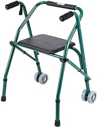 Rollator Walker Walking Frame Elderly Walker Four-Legged Crutches Rehabilitation Walking Frame with Seat Plate Non-Slip Walking Stick with l Ai Yearn for