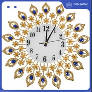 DBM.HOME-Luxury Artificial Crystal Diamond Large Wall Clock Metal Living Room Wall Clock Home Art De