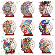 AMBER Diamond Art Calendar, Wooden Handmade Diamond Art Perpetual Calendar Kits,  Rotating DIY  Diam