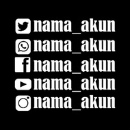 Yt wa fb ig Tweet account name stickers for sale promotion, one set of 5, write in notes