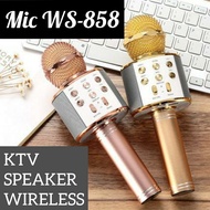Karaoke Portable Speaker Microphone Bluetooth Microphone Karaoke Portable Mic FM Speaker WS858 With Led Light