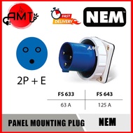 NEM PANEL MOUNT PLUG 2P+E 63A 125A 633 643 IP67
