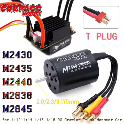 Surpass Hobby RC Brushless 35A/45A ESC M2430/2435/2440/2845/2838 Motor Waterproof Combo for 1:12 1:1