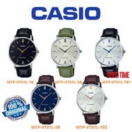 (Official Warranty) Casio Original MTP-VT01L Analog Leather Man Watch Jam Tangan Lelaki