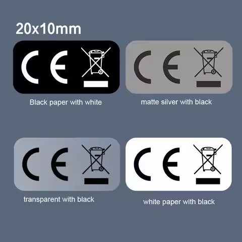 Europe Union Standard CE Trash Bin Label WEEE Recycling Logo Transparent Self-adhesive CE Sticker 20