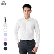 Áo sơ mi nam màu trắng kem ADINO vải nến lụa sợi sồi modal dáng công sở slimfit hơi ôm trẻ trung SM0