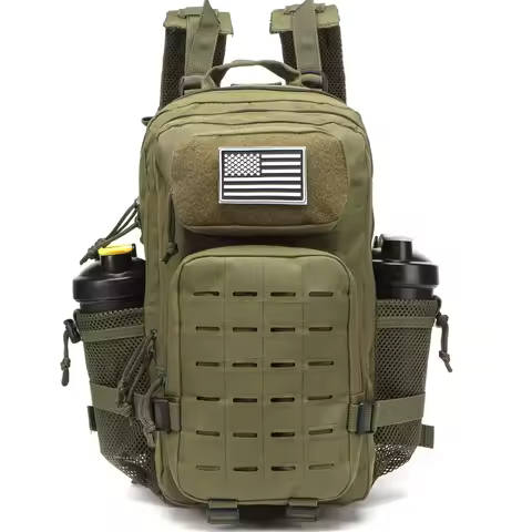 25L/50L Waterproof with 2 Bottle Holders Backpack Gym Outdoor Travel Hiking Fishing Trekking Backpac