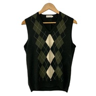 green EDIFICE Vest khaki Size 4 dark beige argyle Direct from Japan Secondhand