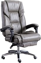 Home Work Chair Home Office Chair Swivel Chair Computer Desk Chair Adjustable Executive Leather Chair with Armrest And Feet Ergonomic High Back Cushion Lumbar Back Support brown (Color : Grey) vision