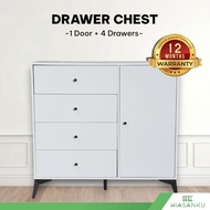 Almari Baju Laci / 4 Drawer Chest with 1 Door Legs Laci Baju storage wardrobe alamari baju murah bed
