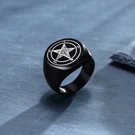 Mens Stainless Steel Ring Baphomet Goat Pentagram Satanic Leviathan Cross Devil Demon Star Biker Jewelry Size 8-13