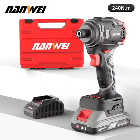 NANWEI Power Tools 240Nm Brushless Lithium-Ion Impact Driver Household Electric Screwdriver Cordless