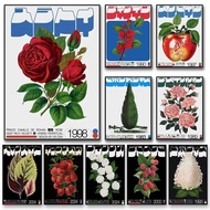 (P98) Poster of Red Wine, Roses, Leaves and Fruits for home decoration art