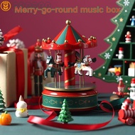 ADAMES Carousel Music Box, Christmas Carousel Wooden Rotating Wooden Music Box, Christmas Horse Caro