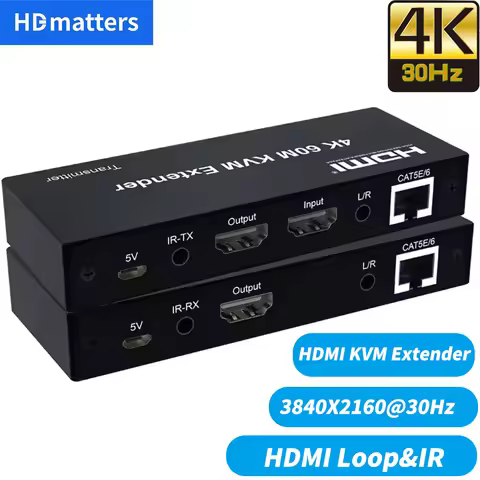 4K HDMI KVM Extender 120M/60M(option) USB 4K HDMI KVM Over Cat5e/6 Cable Extener HDMI USB KVM Kit W/