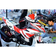 Red and white exciter 150 boss stamp, exciter 150 stamp, exciter 150 boss team, exciter 150 car stic