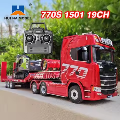 HUINA 1501 770S 1/18 Rc Truck Trailer Tractor Remote Control Car 19 Ch Rc Machine Engineering Cars O