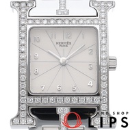 愛馬仕 H-Watch 女士腕錶，鑲鑽錶圈，鑲鑽錶鍊，H Watch HH1.230，含錶盒，不銹鋼，銀色，拋光，成色極佳 [二手]